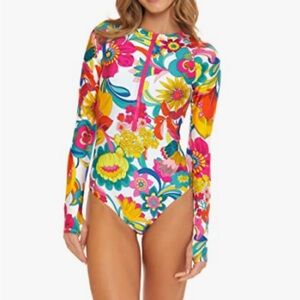 Trina Turk Women's Standard Fontaine Paddle Suit long sleeve bathing suit